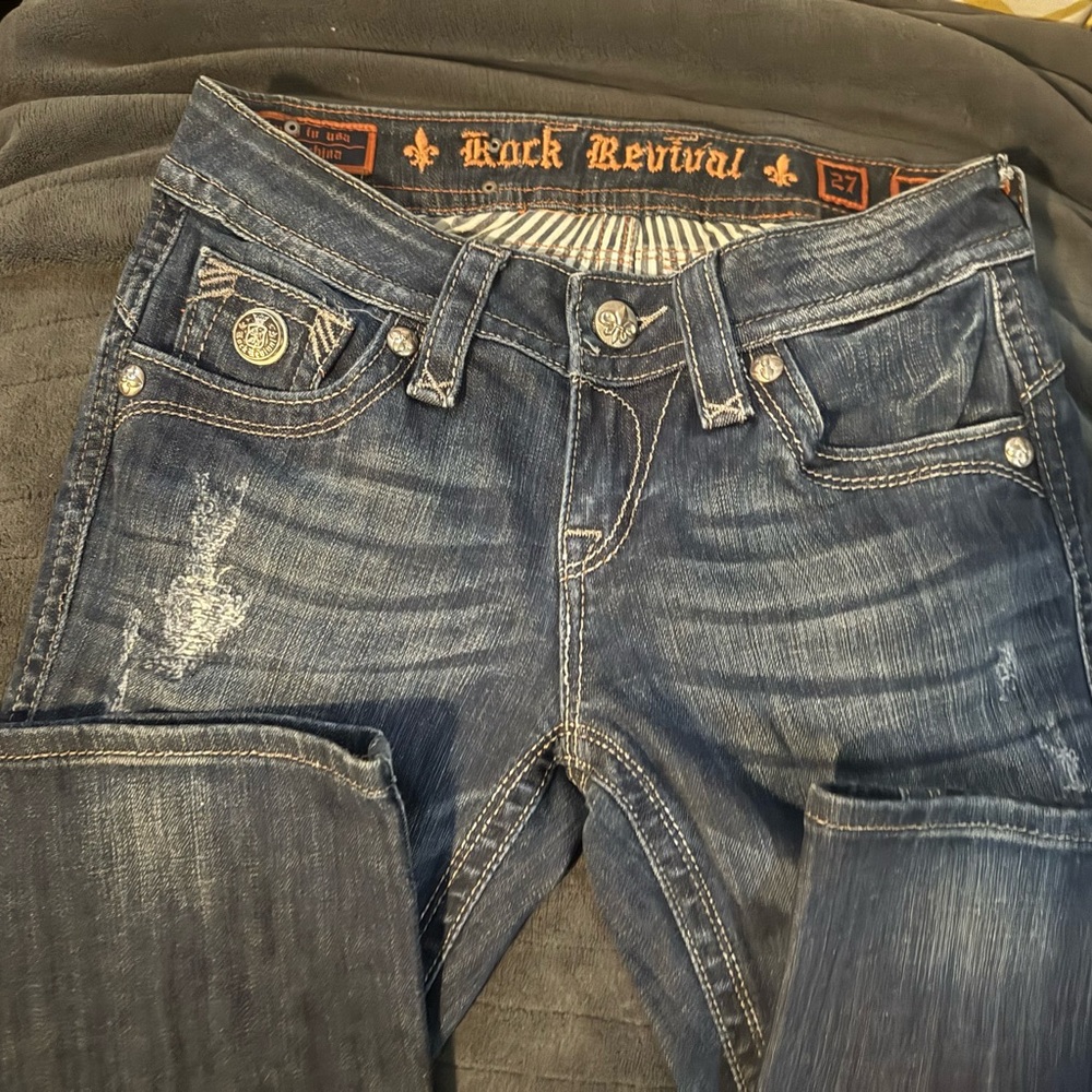 EUC Rock Revival Jeans Sz 27 Bootcut. Non-smoking home, but Yorkie lives here.